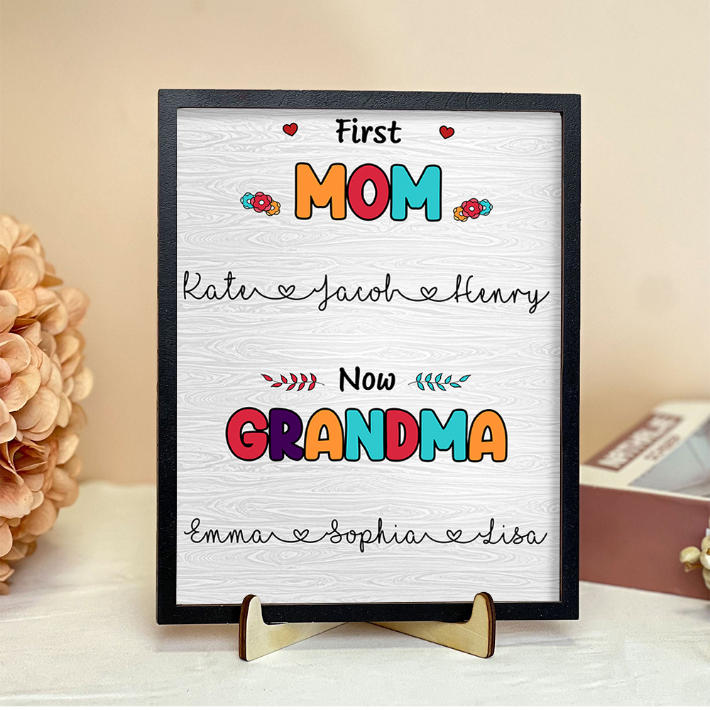 Personalized 2-6 Names Love Connection Style Home Frame Wooden Decoration for Mother's Day