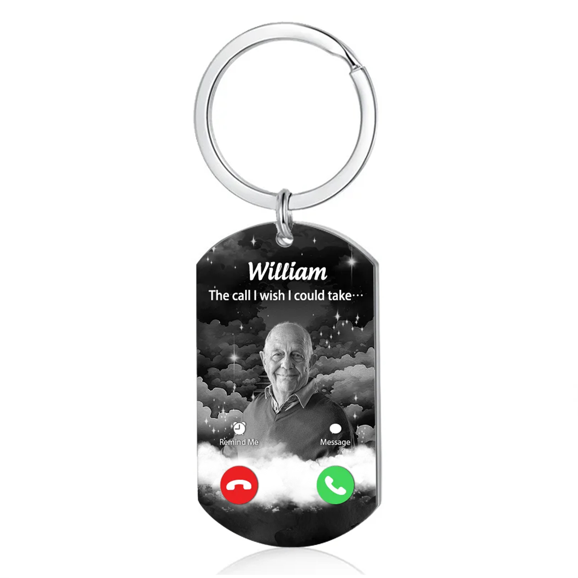 Personalized Call Page Style Keychain Gift Customized Photo Name Keychain Gift for Dad/Grandpa