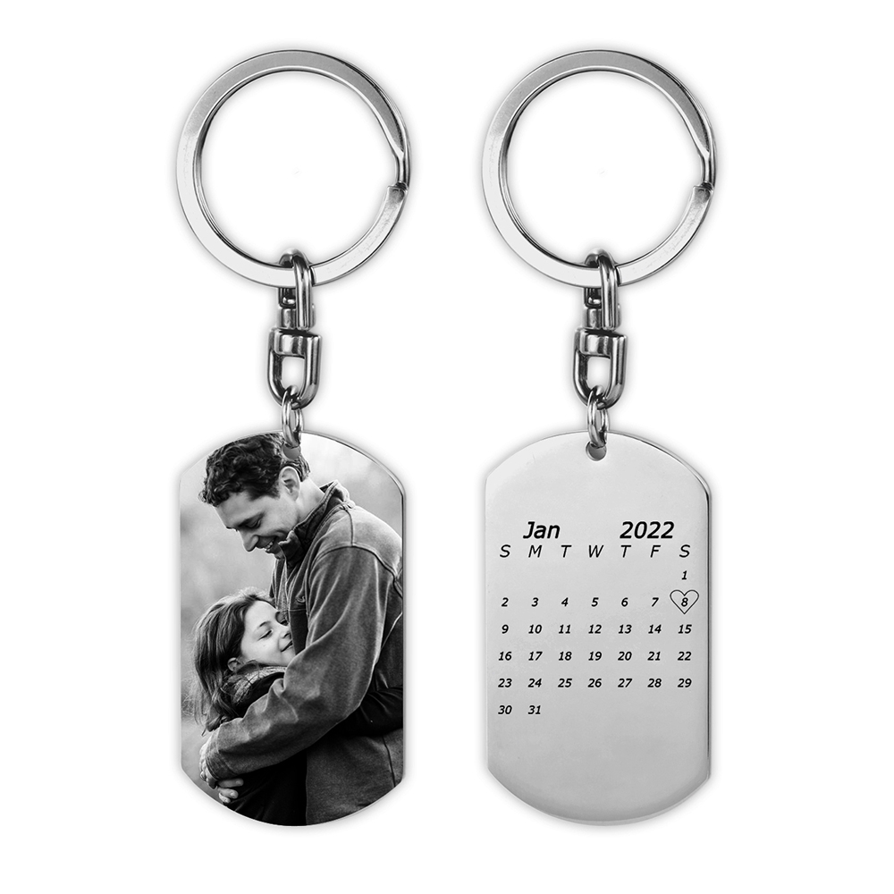 Personalized Photo Keychain with Engraving 1 Special Date Keyring Gifts for Love One