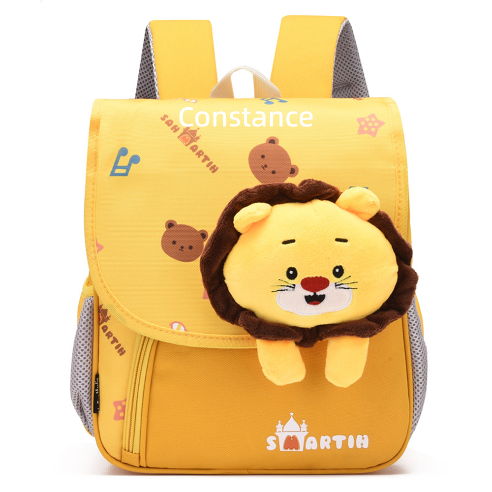 Personalized Yellow Cat Children School Bag Embroidery Name Black Backpack, Customized Schoolbag Travel Bag For Kids