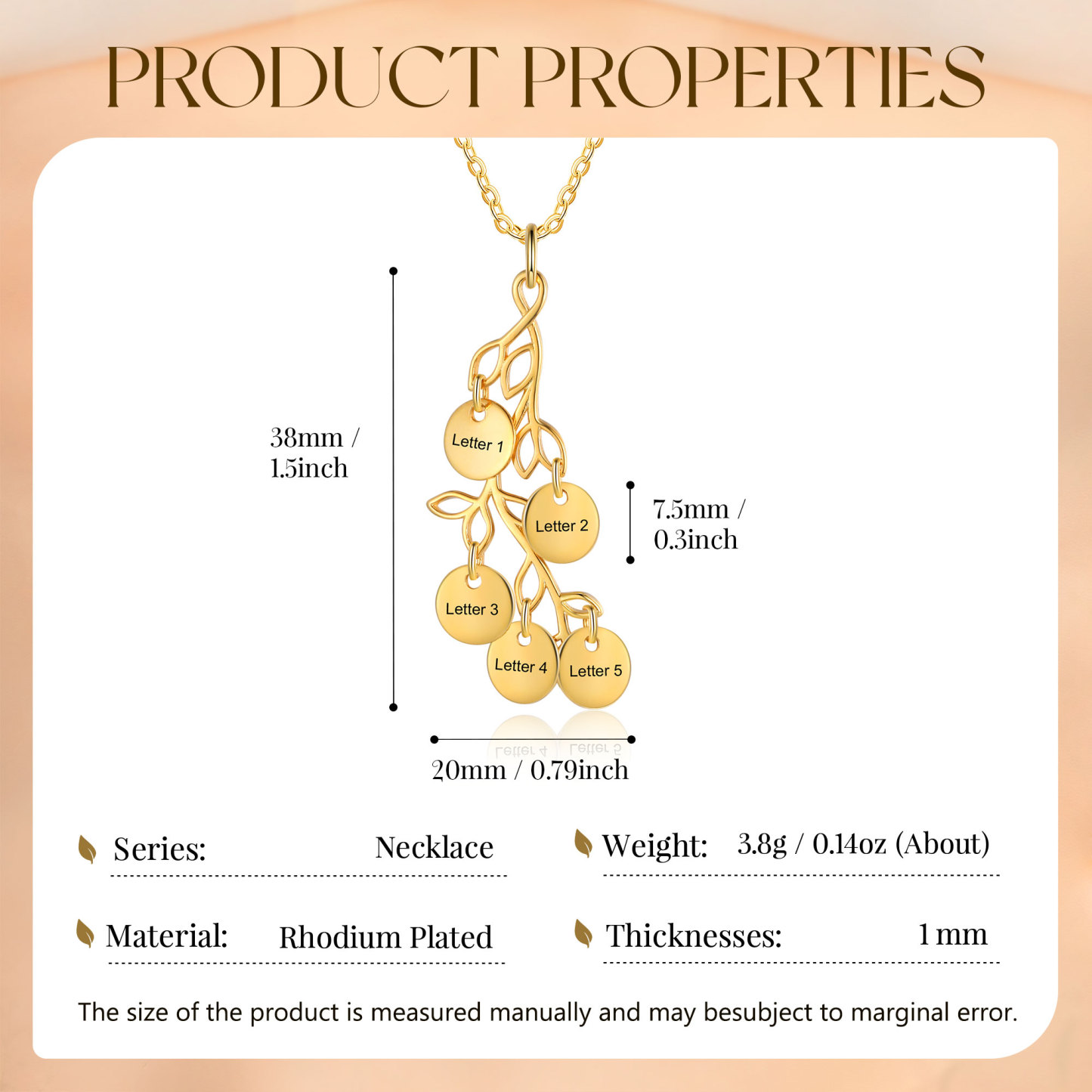 5 Letters - Personalized Special Leaf Pendant Necklace Beautiful Letter Necklace Gift for Her