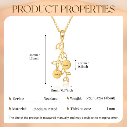 2 Letters - Personalized Special Leaf Pendant Necklace Beautiful Letter Necklace Gift for Her