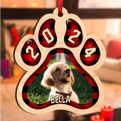Personalized Pet Photo Christmas Ornament Customized Photo & Name Acrylic Hanging Ornament