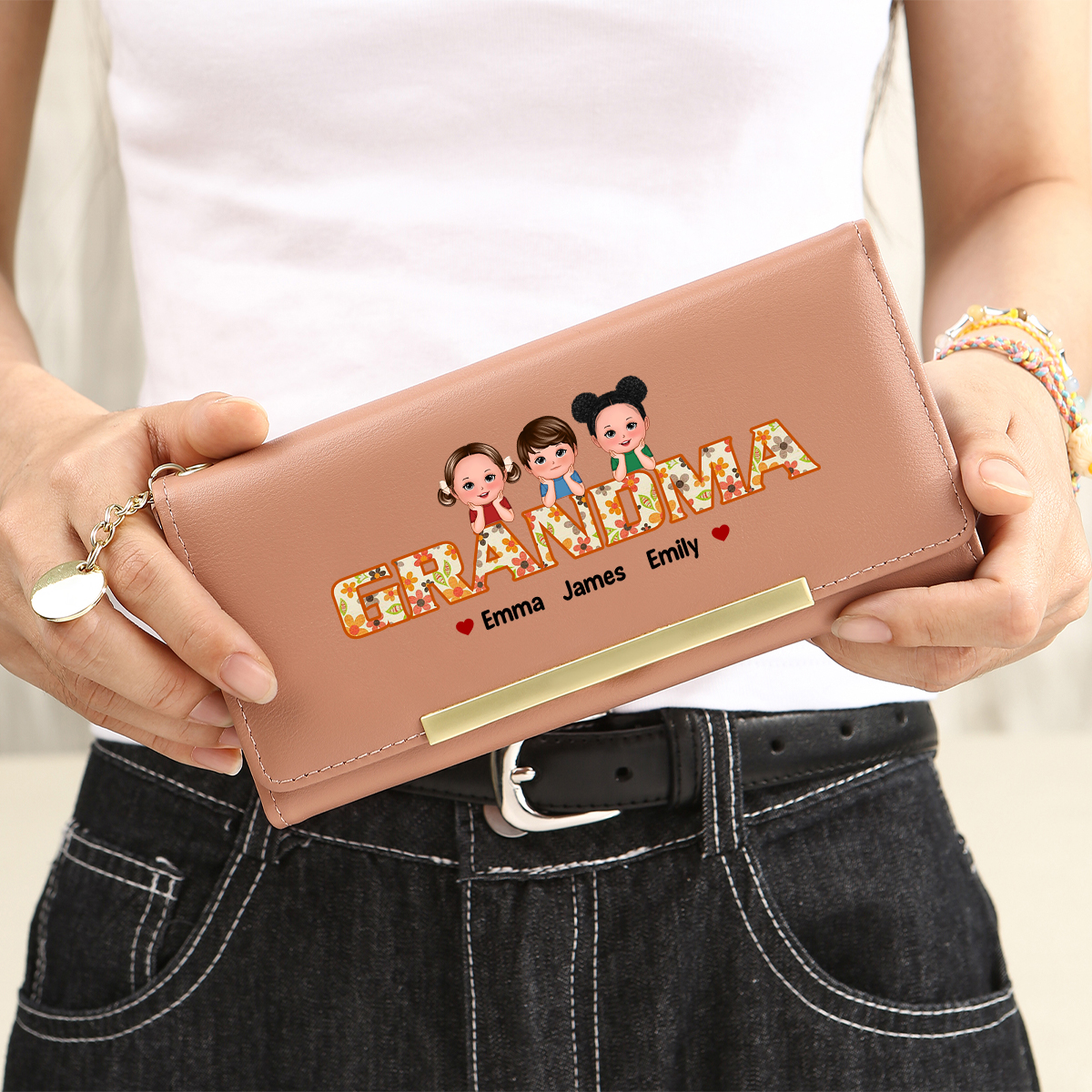 Unique Custom Wallet for Mom & Grandma – Personalized with Names & Car