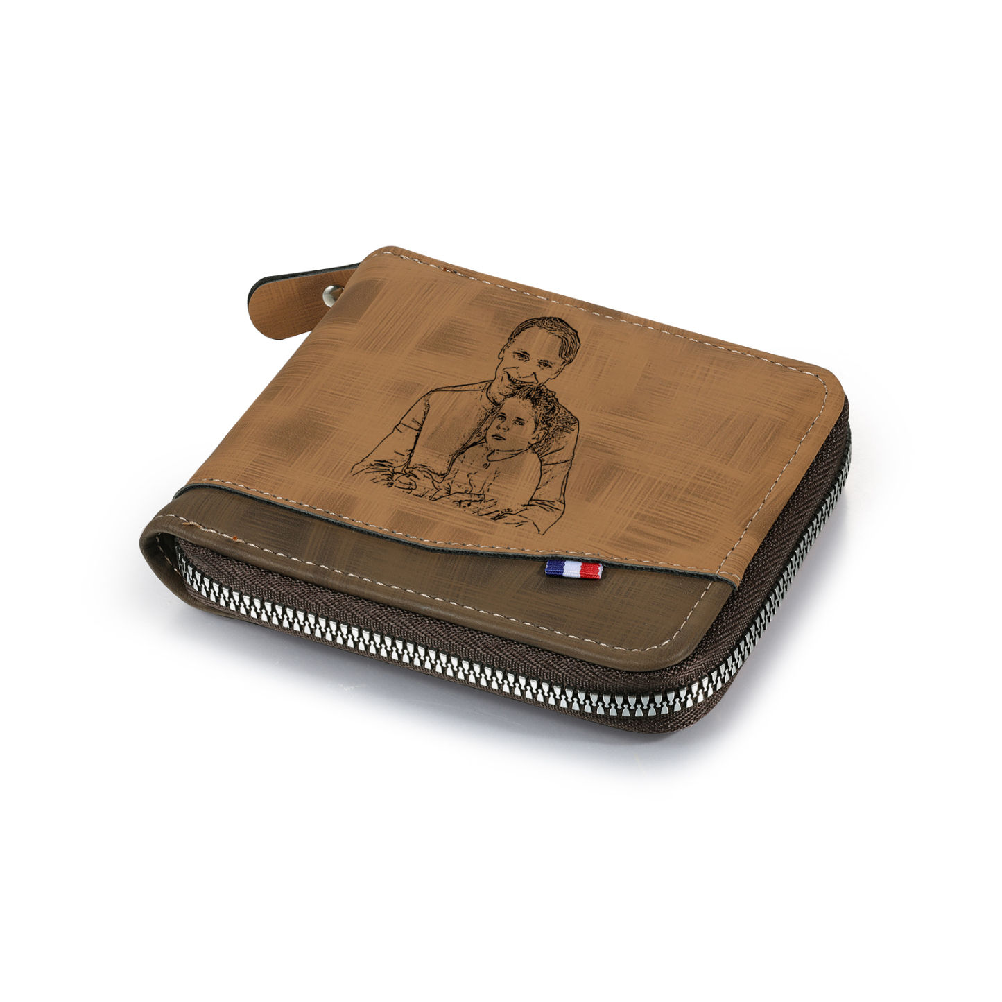 5-Names Personalized Leather Men's wallet With Card Slot Engraved With Name And Photo For Papa As a Father's Day Unique Gift