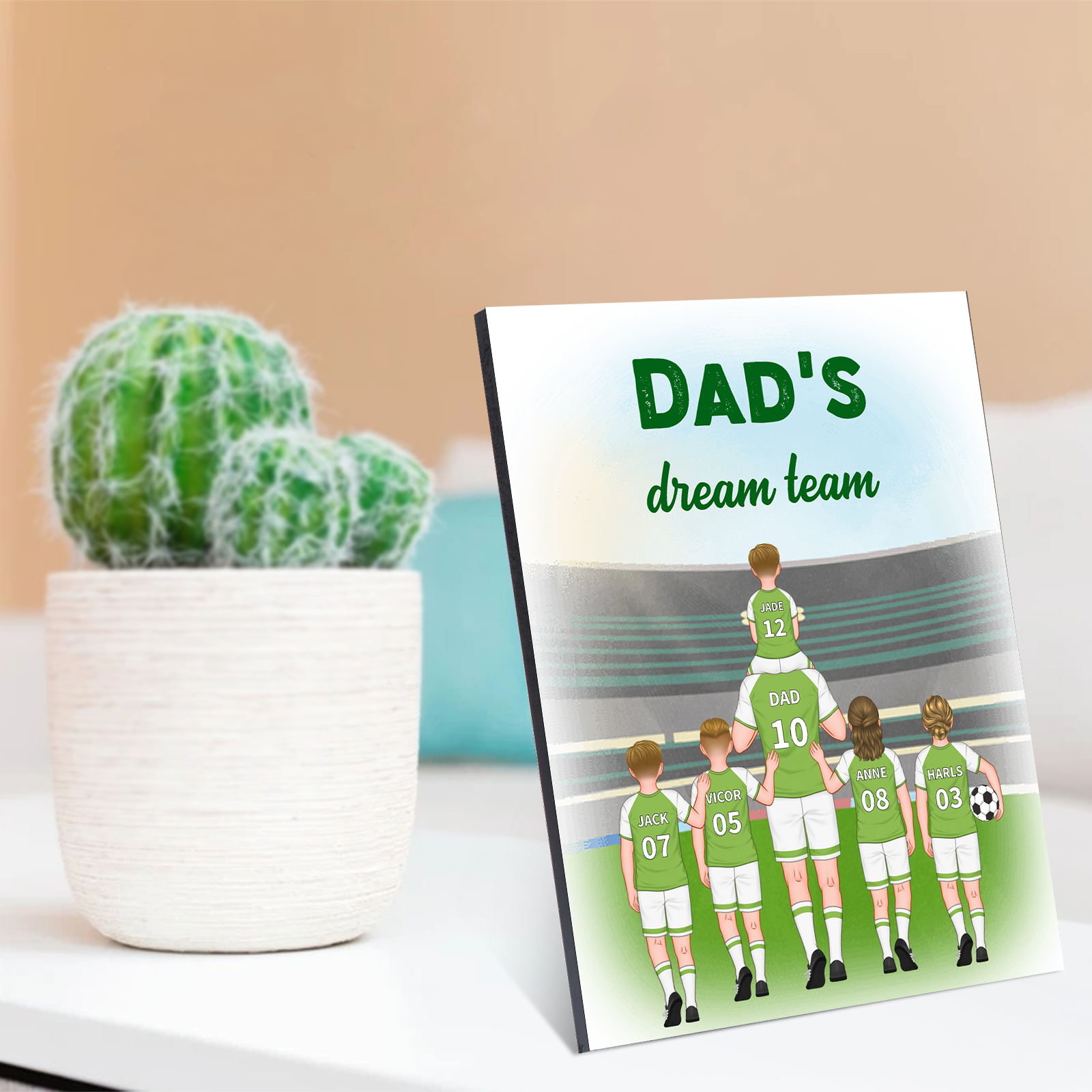 To My Dad - Wooden Frame Dad's Football Team 2-9 Personalized Name with Text