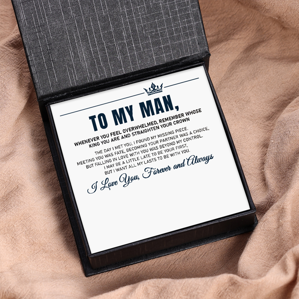 Personalized To My Man Carbon Fiber Energy Bracelet Gift Set, Custom Photo ID Bar Men's Bracelet Bangle Gifts For Him