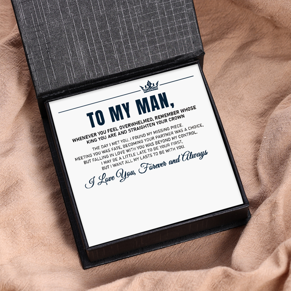 Personalized To My Man Carbon Fiber Energy Bracelet Gift Set, Custom Photo ID Bar Men's Bracelet Bangle Gifts For Him