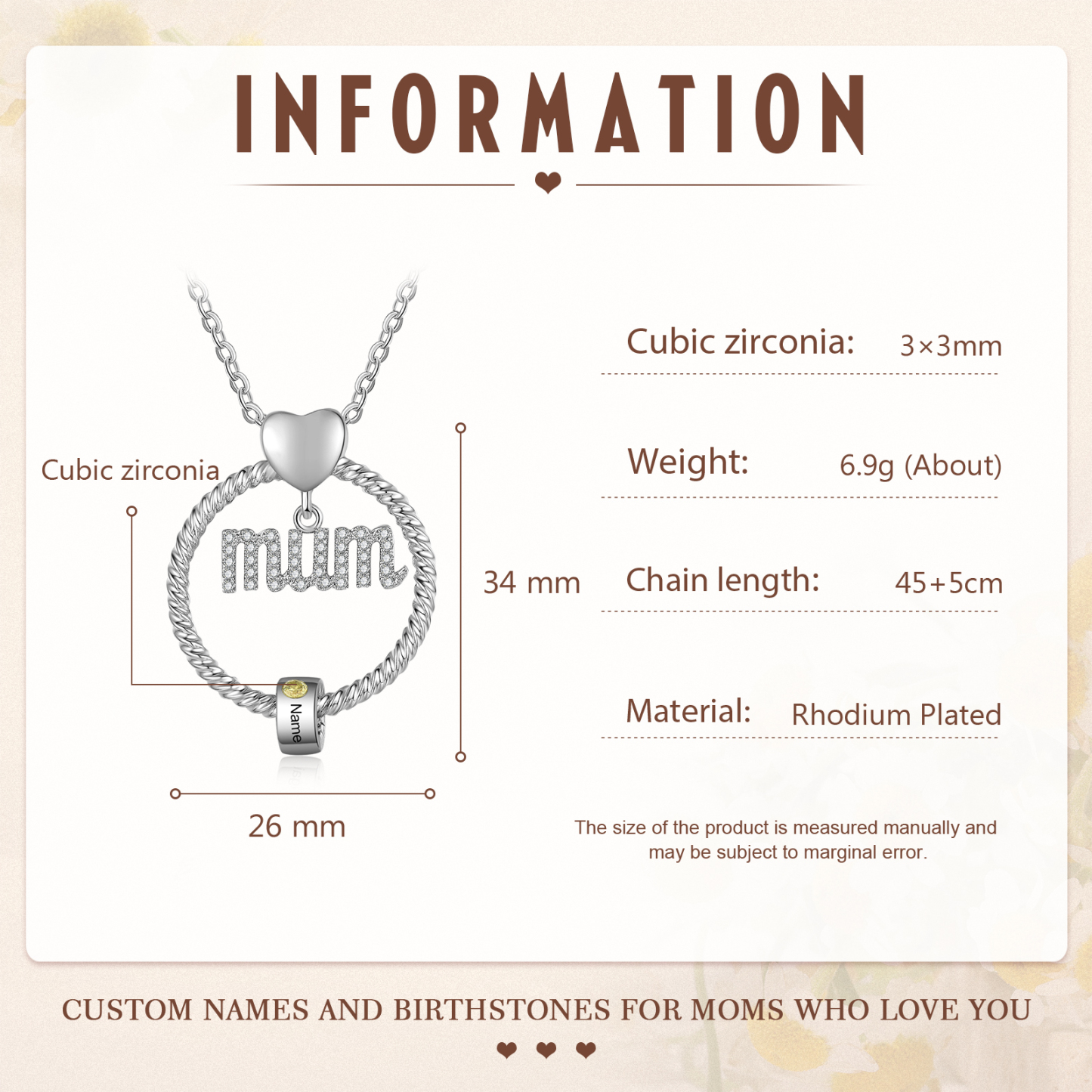 1 Name-Personalized Mom Necklace Set With Premium Custom Necklace With 1 Birthstones Engraved Names Gift For Mother