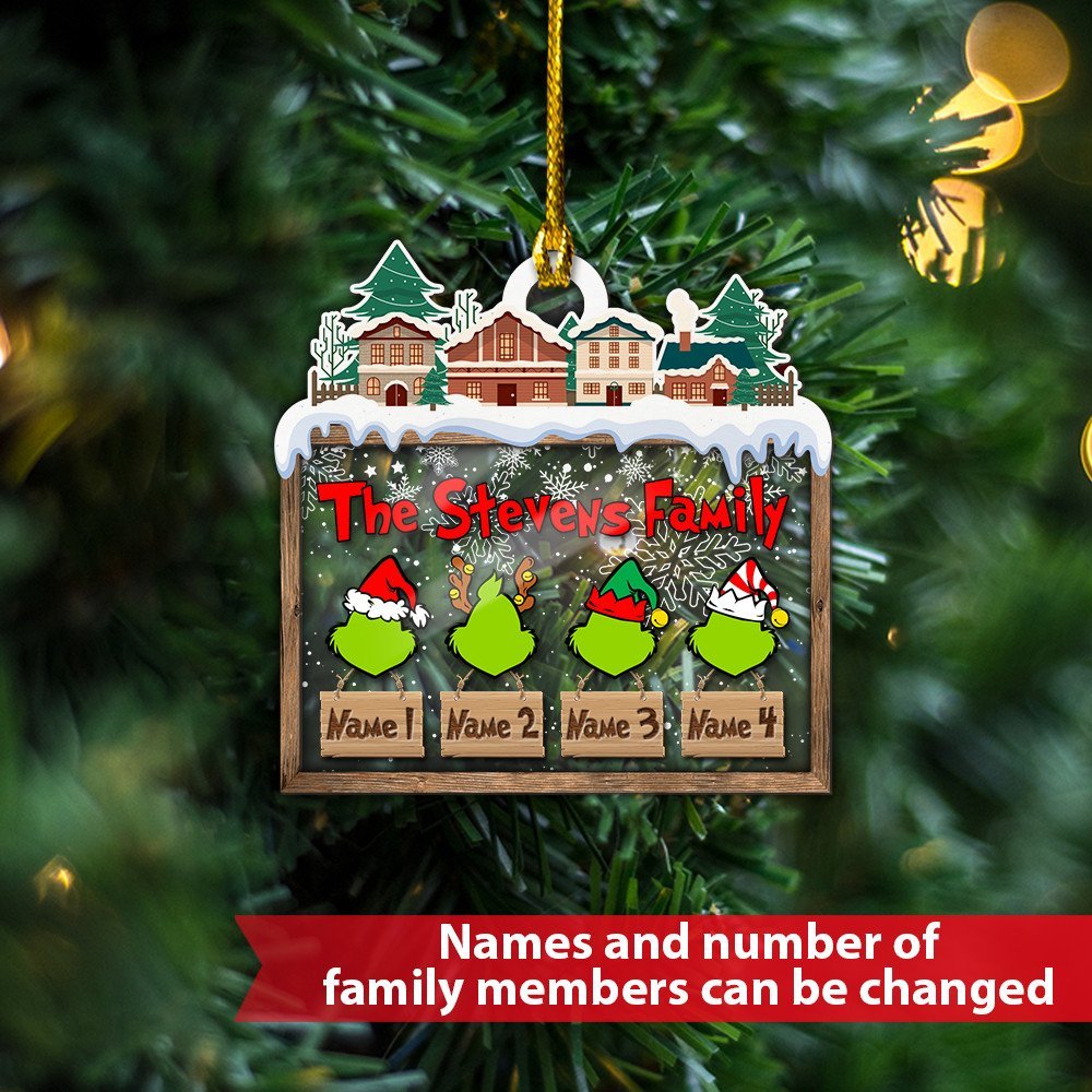 MERRY GRINCHMAS Grinch Personalized Christmas Ornament Engraved 5 Names Gifts For Family | Jessemade