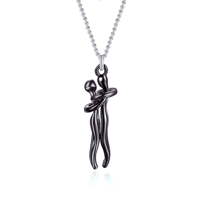 For Husband - Couple Hug Necklace Memorial Gifts " I want to hug you every day"