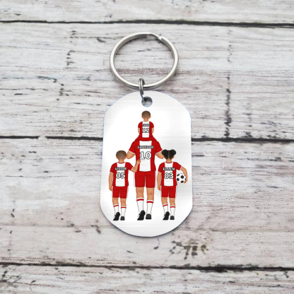 1-3 Names-Personalized Dad's Football Team Fift Keychain Custom Names Gift For Dad/Grandad