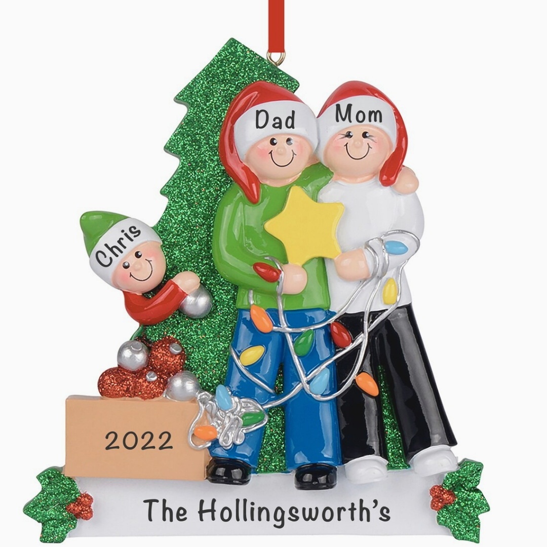 Family Christmas Ornament Custom 4 Names Hanging Ornament Gifts For Family