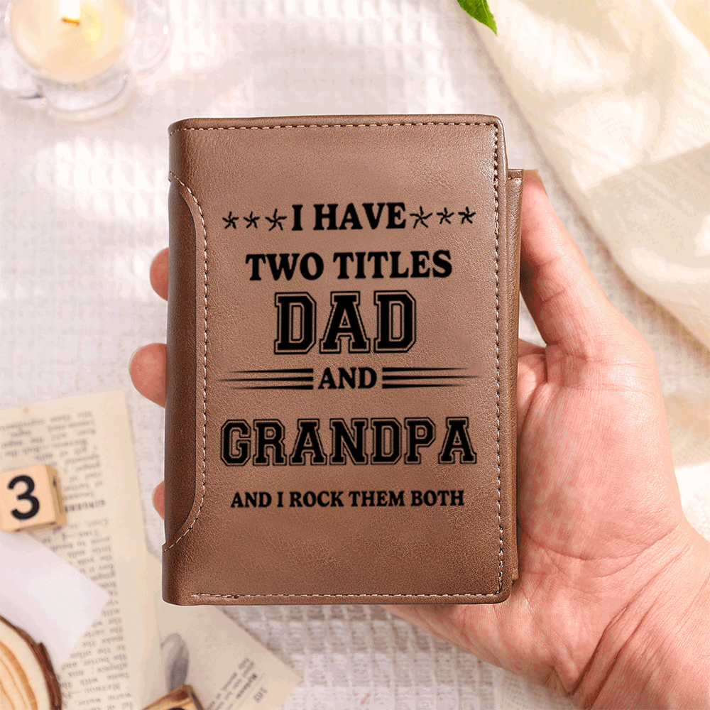 Gift for Grandpa – Personalized Name Wallet with Fist Element, Custom Engraving