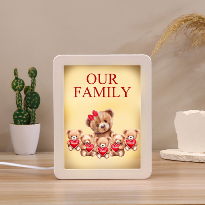 5 Names - Personalized Mum Home Bear Style Custom Text LED Night Light Gift for Mom