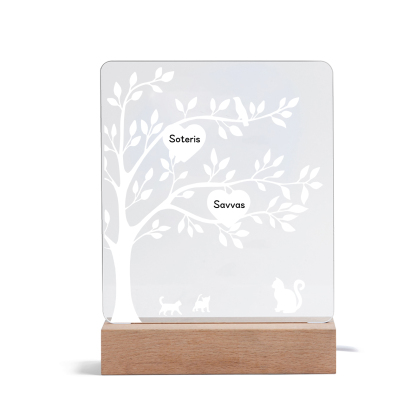 2 Names - Personalized Leaf Style Night Light With Custom Text LED Light Gift For Family