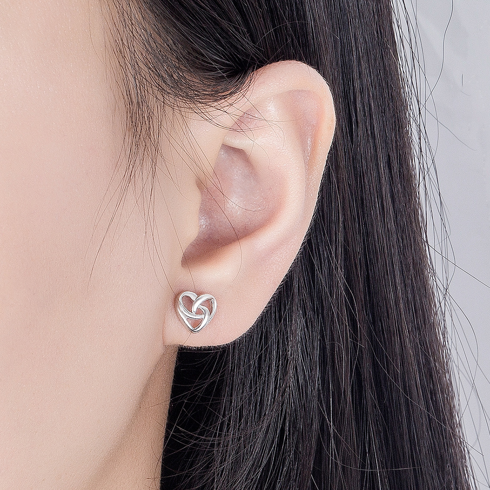 Heart Intertwined Earrings Heart Shape Hollow Stud Earrings