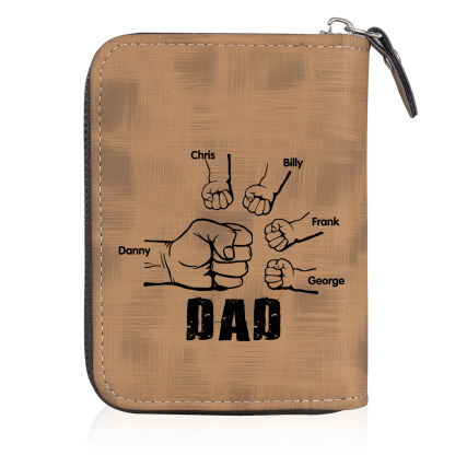 5 Names - Personalized Photo Text Custom Leather Men's Wallet Custom Name Zipper Wallet for Dad