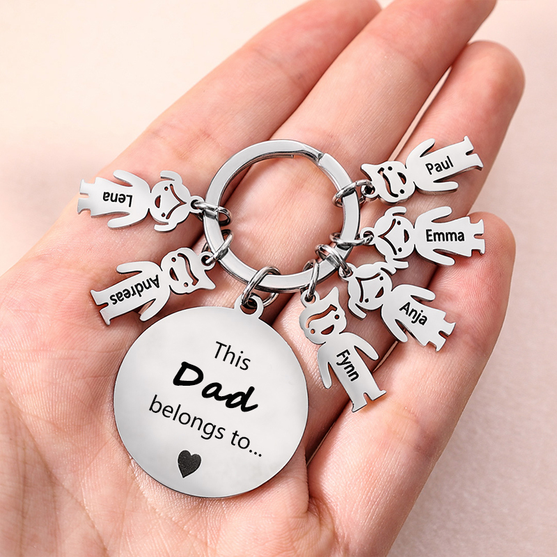6 Names-This Mom Belongs to...Custom Keychain with Name & Text