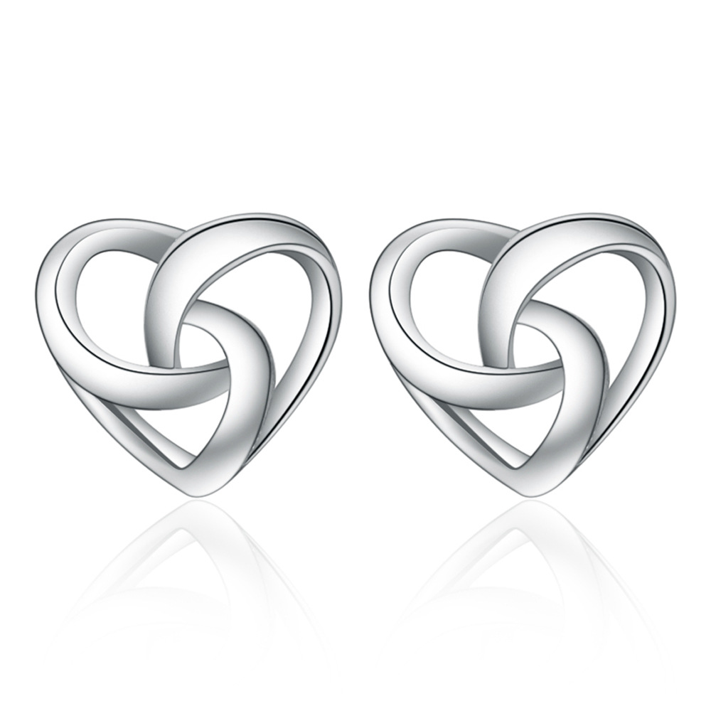 Heart Intertwined Earrings Heart Shape Hollow Stud Earrings