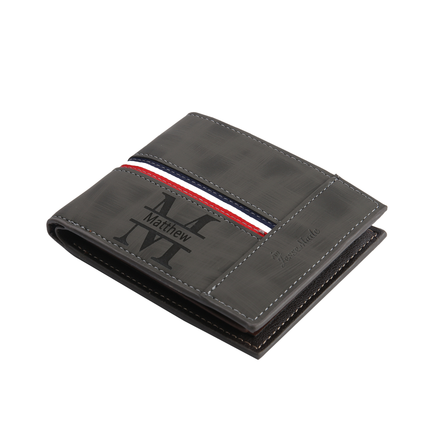 Personalized Name Leather Men's Wallet With Card Slot Engraved Name & Letter & Photo Christmas Gift For Him | Jessemade