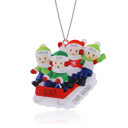 4 Names-Personalized Family Acrylic Christmas Xmas Tree Decoration Ornament-Custom 4 Names And Text Hanging Ornament Gifts For Family