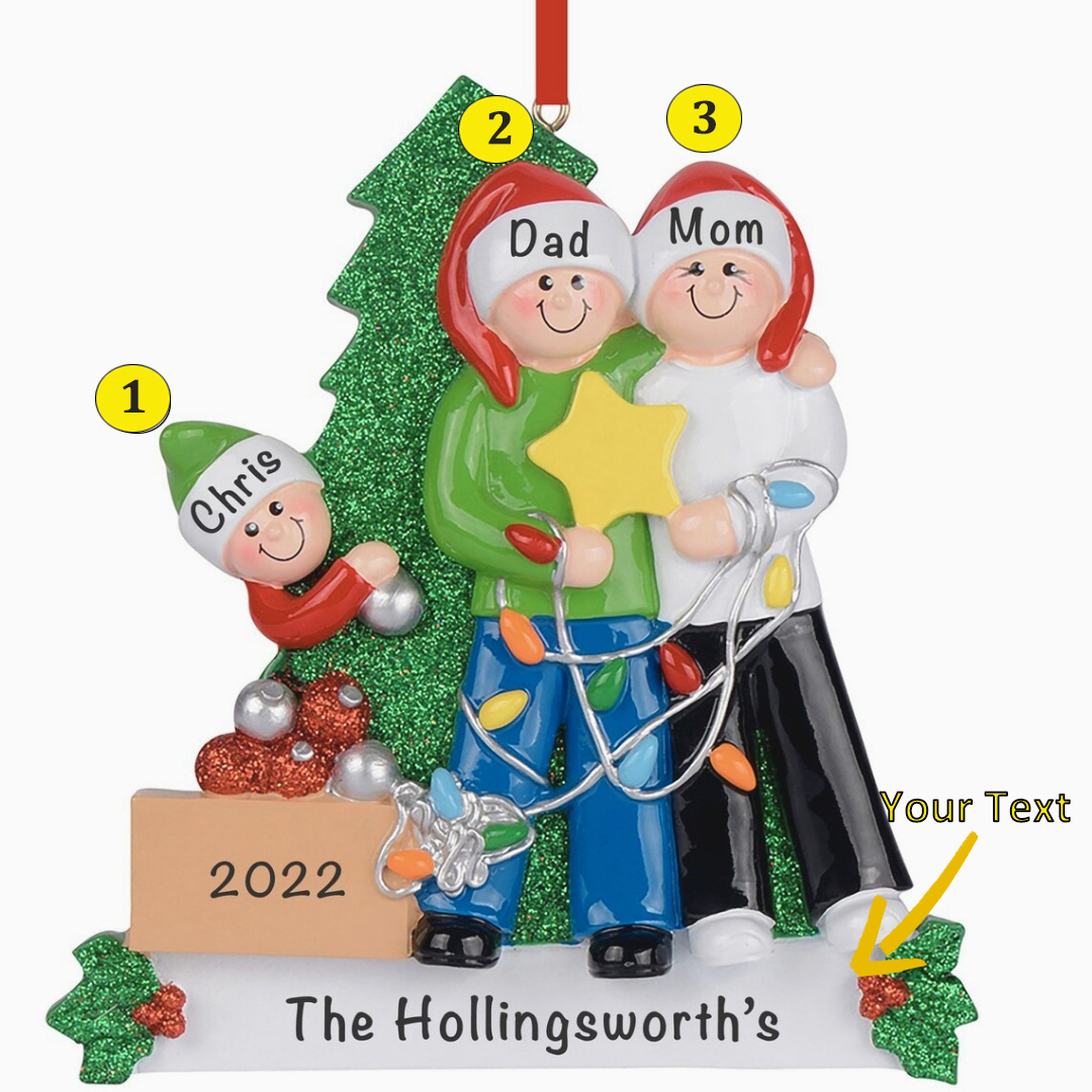 Family Christmas Ornament Custom 4 Names Hanging Ornament Gifts For Family