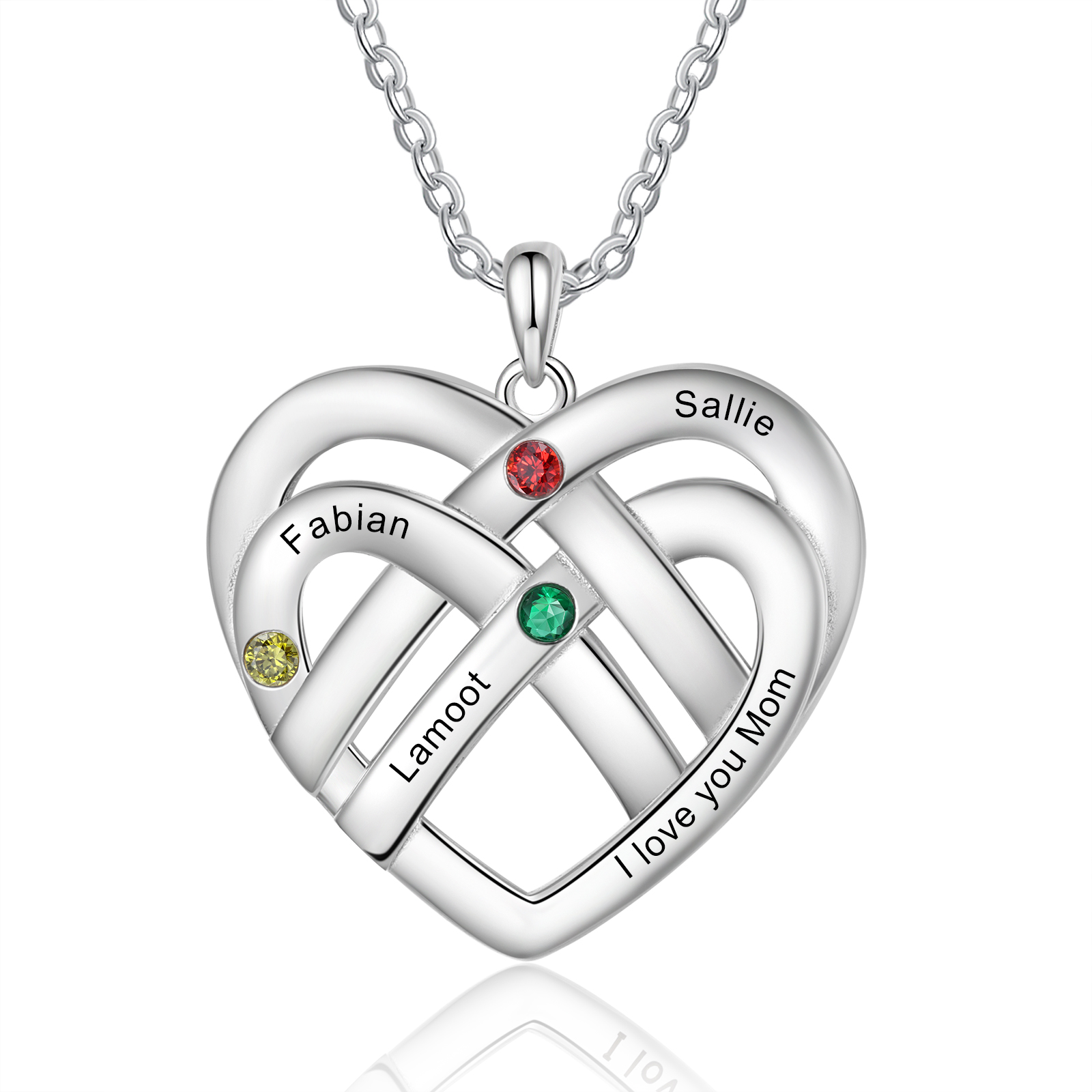 3 Names - Personalized Double Layer Heart Necklace with Custom Name an