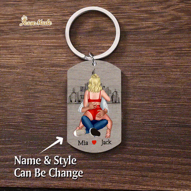 Personalised Couple Keychain Custom 2 Names Keychain "Get Home Safe" Stainless Steel Keychain
