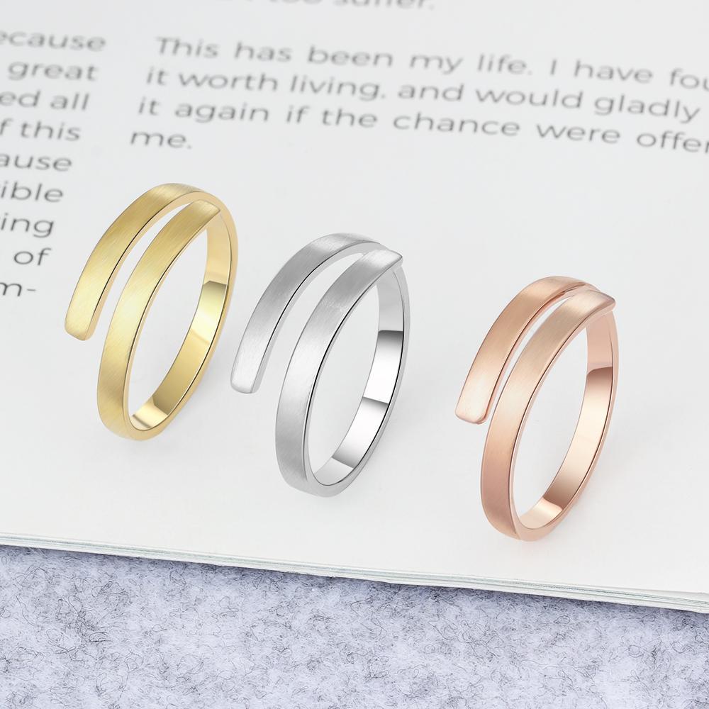 Personalized Name Rings Engraved 2 Names Adjustable Ring Gift for Her