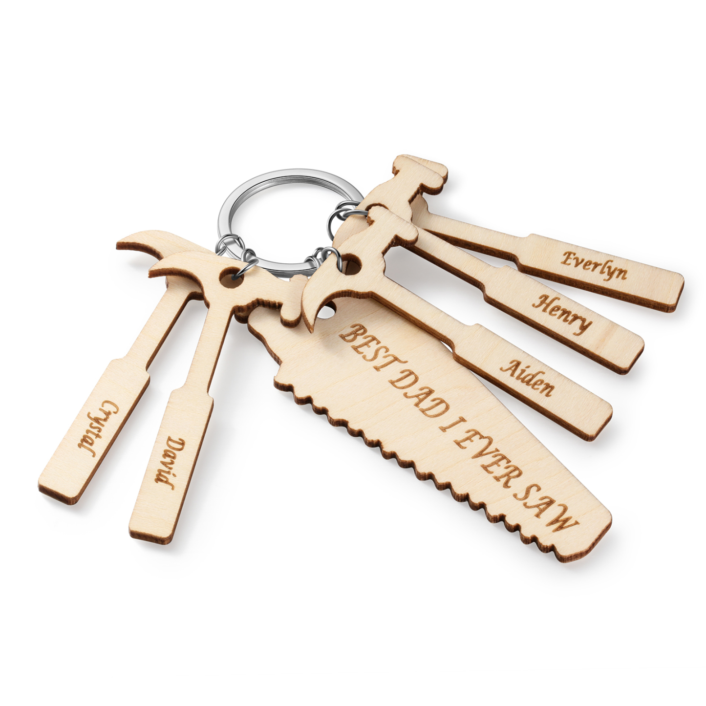 To my dad Customized 5 names Keychain