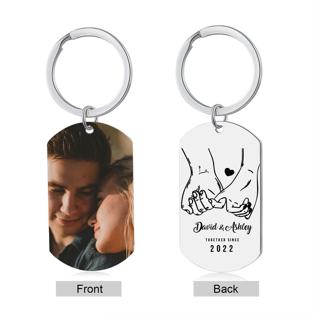 Personalized Photo Hook Couple Keychain Gift Custom Name And Text Special Keychain Gift For Him/Her