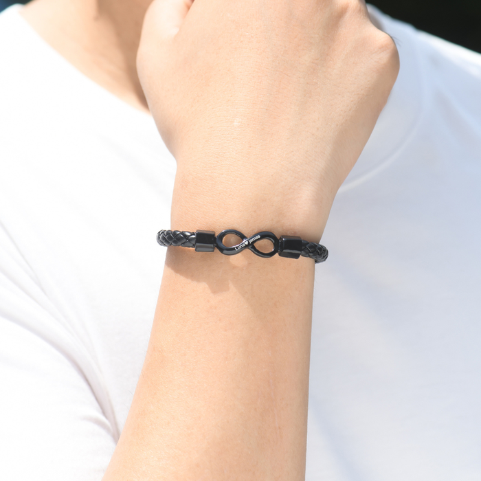 Personalized To My Man Infinity Leather Bracelet Gift Set, Custom Name Men's Bracelet Gifts For Him
