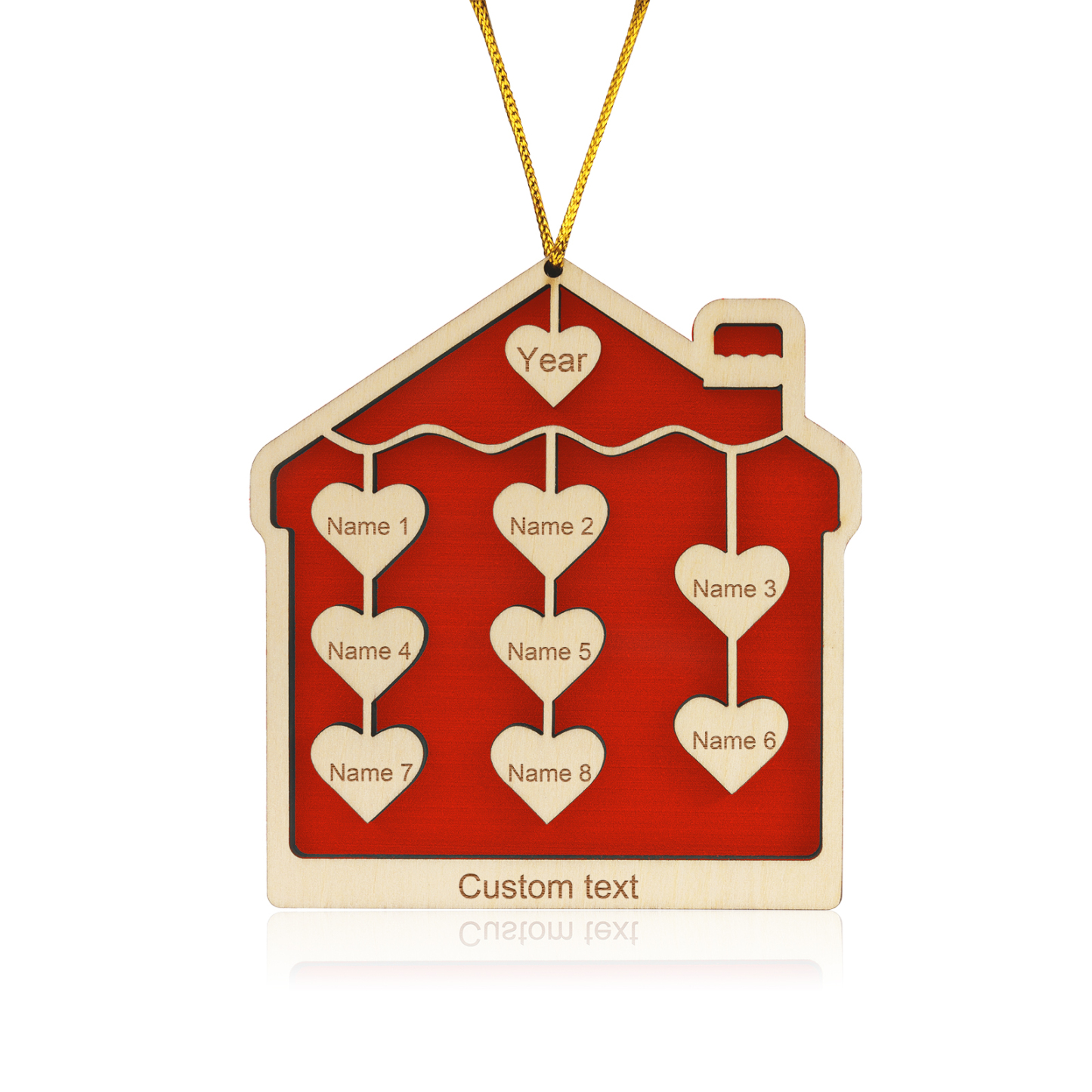 8 Names-Personalized Family Wooden Christmas Xmas Tree Decoration Ornament-Custom 8 Names And Year Hanging Ornament Gifts For Family