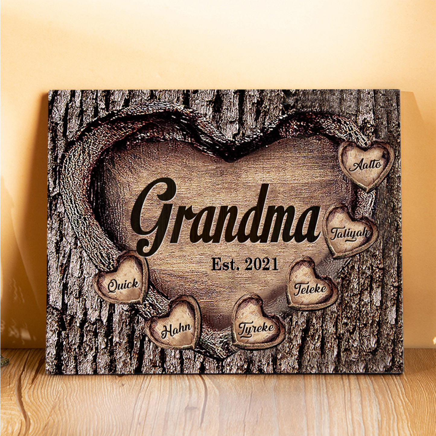 6 Names-Personalized Nana Wooden Ornament Custom Text And Date Home Decoration for Family