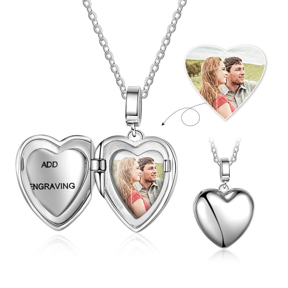 Personalized Heart Photo Locket Necklace Custom Photo Necklace Gifts For Her