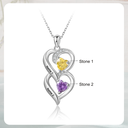 2 Name - Personalized Love Necklace with Customized Name and Birthstone, a Perfect and Exquisite Gift for Her