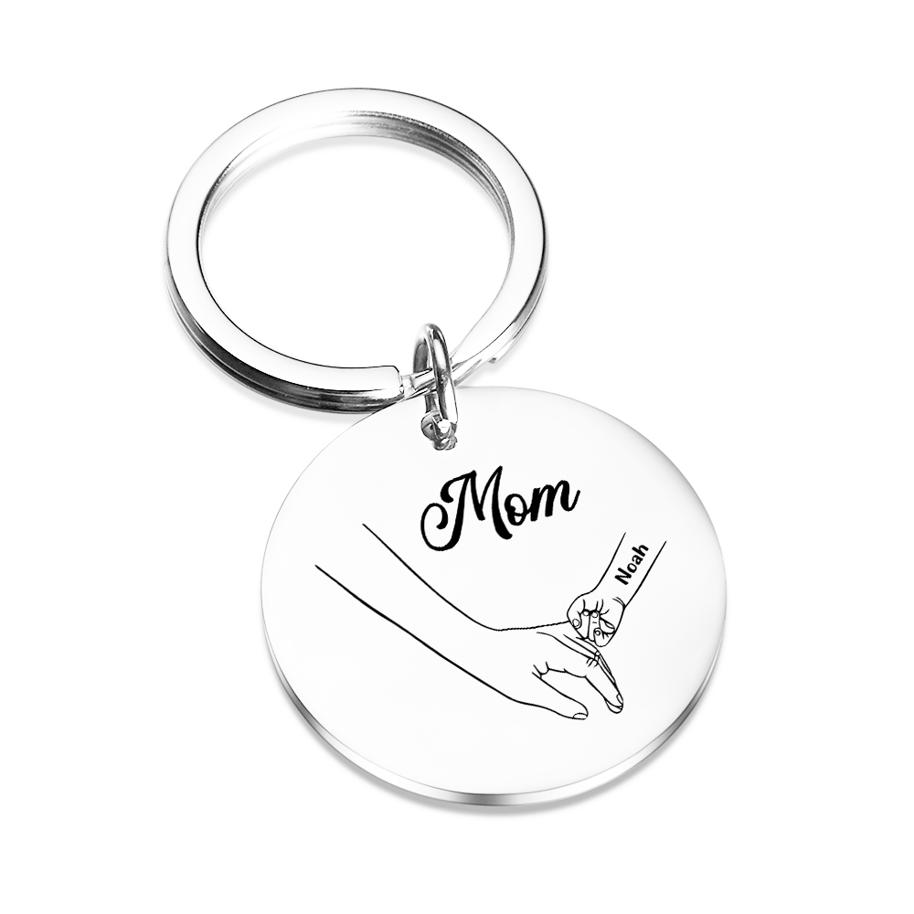2 Names Personalized Pendant Keychain Strap Set Gift Box Mom Hook Engraved Name Special Gift for Mom