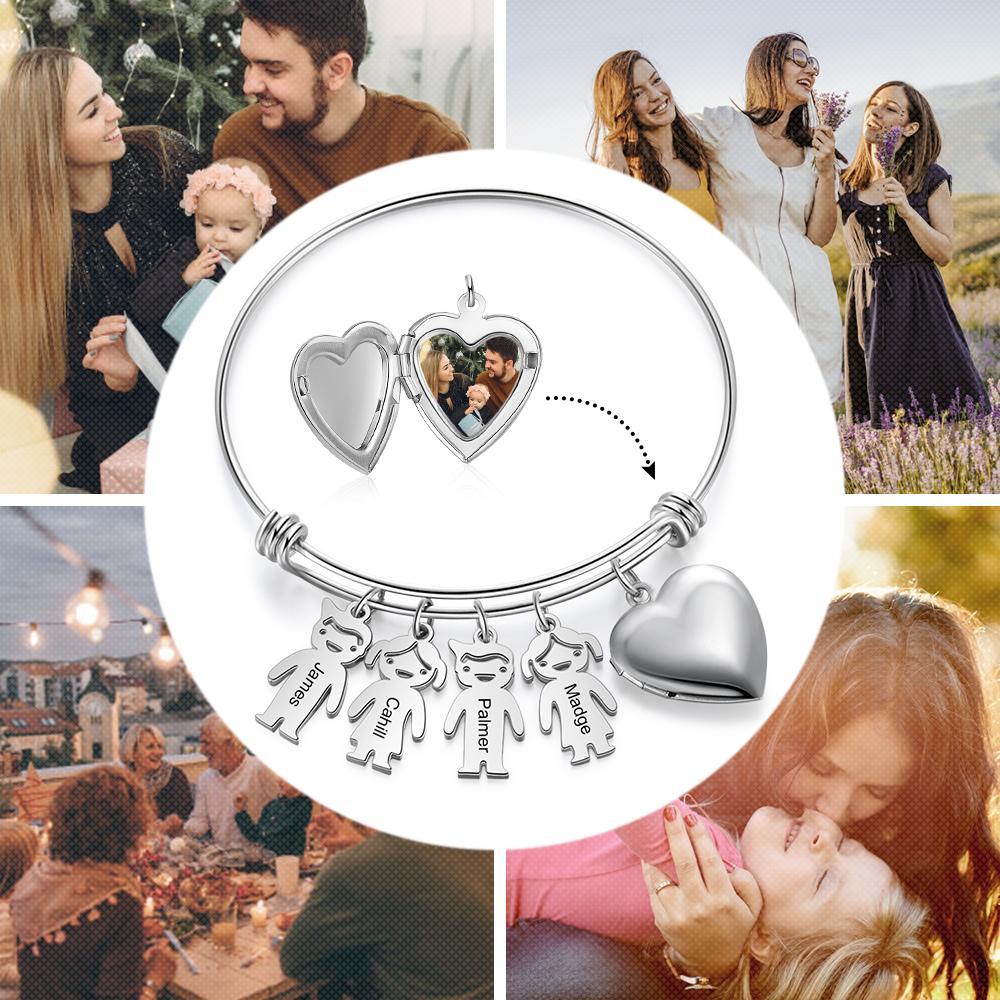 Customized Keychain with 4 Children Charms bangle