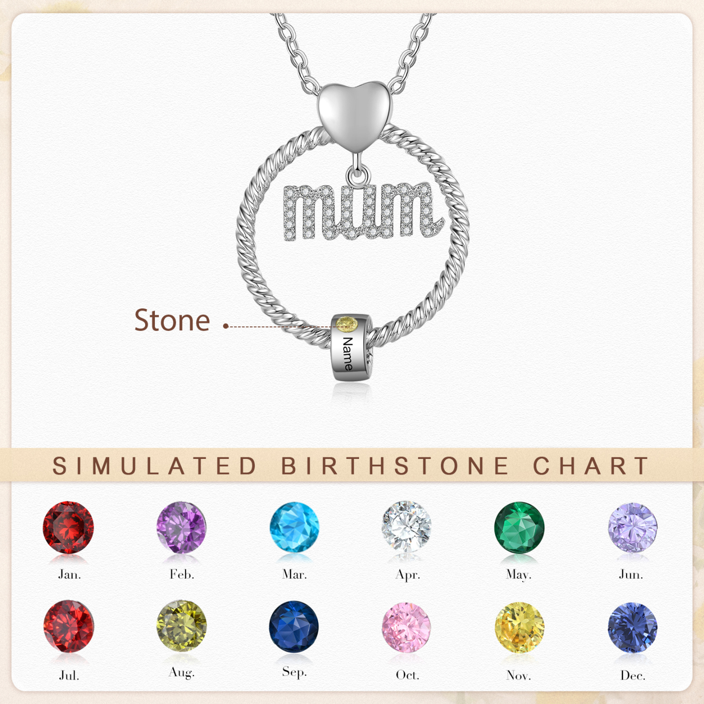 1 Name-Personalized Mom Necklace Set With Premium Custom Necklace With 1 Birthstones Engraved Names Gift For Mother