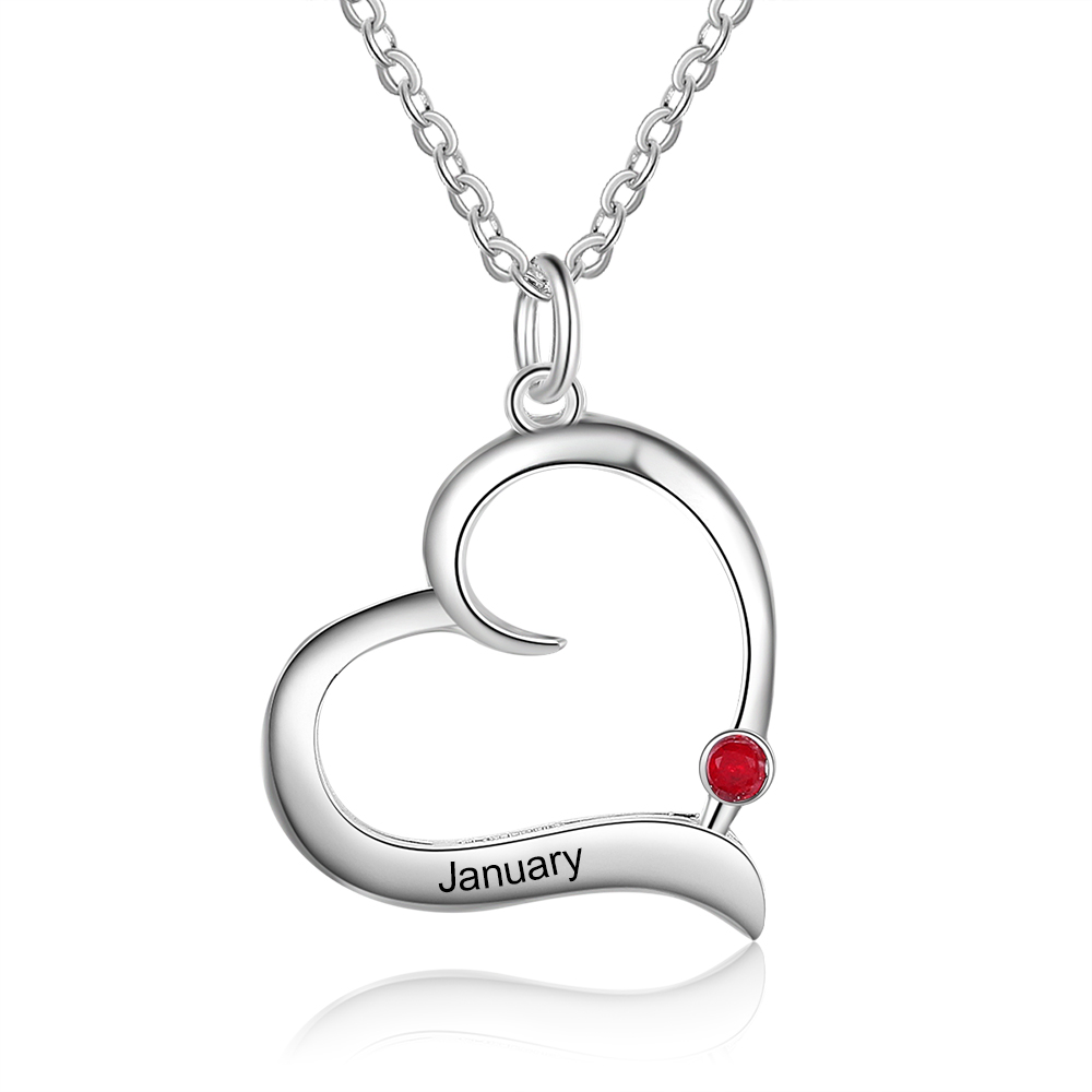 1 Name-Personalized Special Heart Necklace with Birthstone and Name for Her