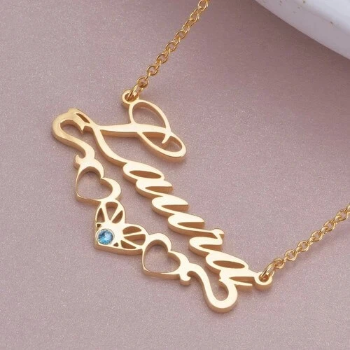 Personalized Necklace With Birthstone Custom 1 Name Necklace Gift For Women