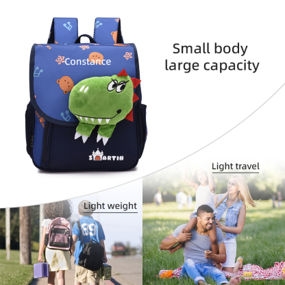 Personalized Dinosaur Children School Bag Embroidery Name Black Backpack, Customized Blue Schoolbag Travel Bag For Kids