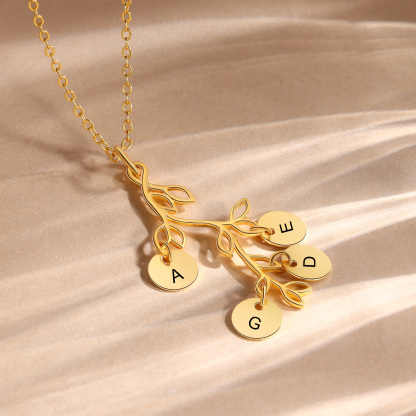 4 Letters - Personalized Special Leaf Pendant Necklace Beautiful Letter Necklace Gift for Her