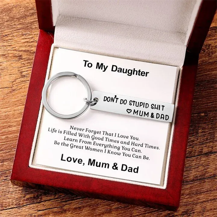 Don't Do Stupid Keychain For Your Kid Set With Gift Card And Gift Box