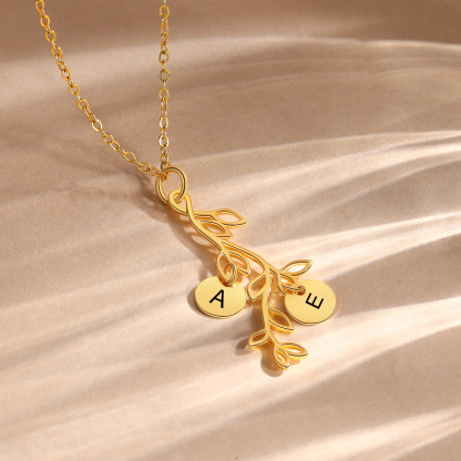 2 Letters - Personalized Special Leaf Pendant Necklace Beautiful Letter Necklace Gift for Her