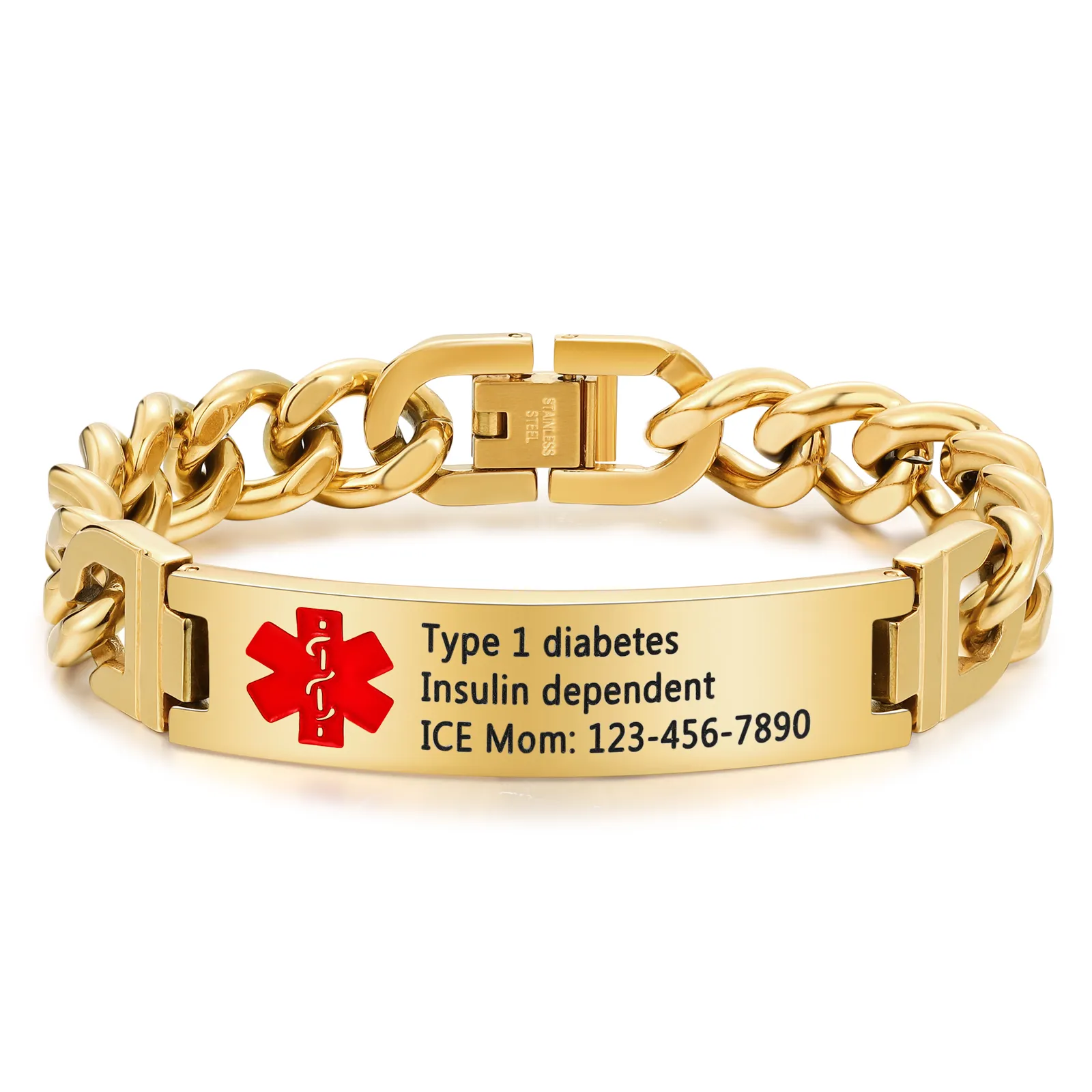 Custom Medical Alert ID Bracelet Practical Gift for Dad, Mom, Grandpa, Grandma, Friend | Jessemade