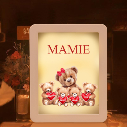 4 Names - Personalized Mum Home Bear Style Custom Text LED Night Light Gift for Mom