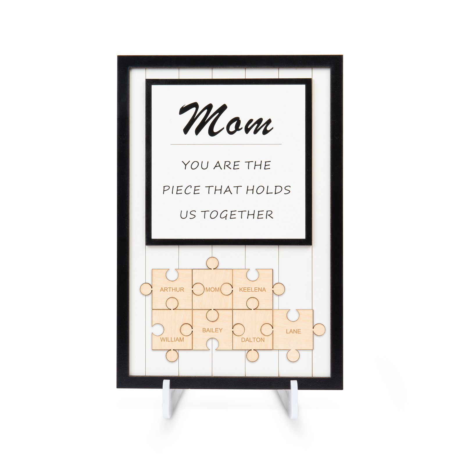 Mom Puzzle Sign Personalized 7 Names Wooden Sign Family Gifts-Mom You Are the Piece that Holds Us Together