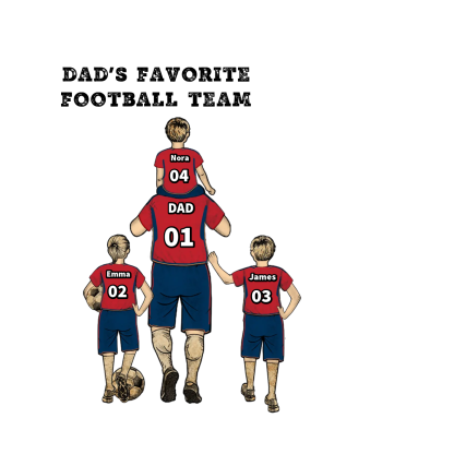 Father’s Day Acrylic Family Plaque  – Custom Family Football Team Heart Decor, Personalized Dad Gift